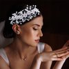 DIMNIE Wedding Headband Pearl White Flowers Bridal Hair Pieces Wedding Dress Hair Accessories