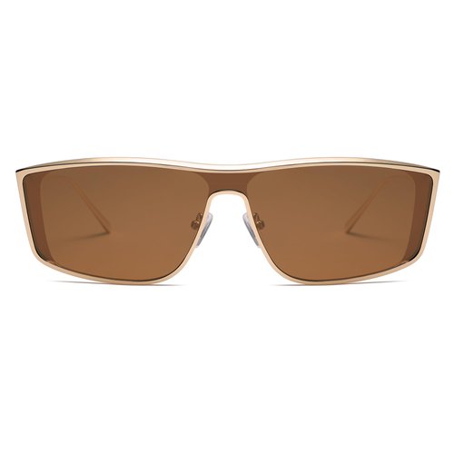 SOJOS Trendy Y2k Polarized Sunglasses for Women Men Metal Frame UV400 Designer Shades SJ1228, Gold/Brown