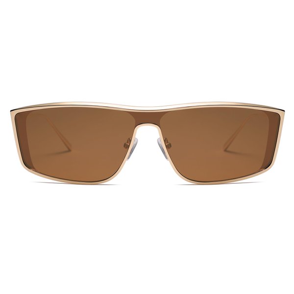 SOJOS Trendy Y2k Polarized Sunglasses for Women Men Metal Frame UV400 Designer Shades SJ1228, Gold/Brown