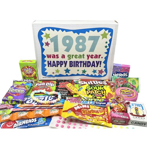 RETRO CANDY YUM ~ 1987 37th Birthday Gift Box Retro Nostalgic Candy Mix from Childhood for 37 Year Old Man or Woman Born 1987