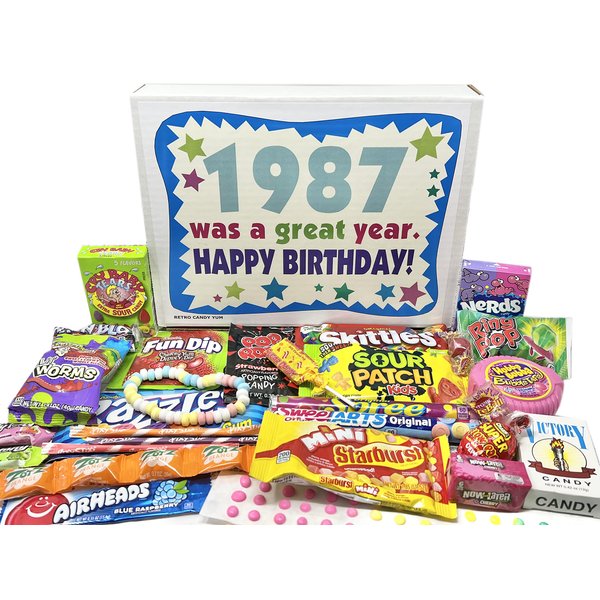 RETRO CANDY YUM ~ 1987 37th Birthday Gift Box Retro Nostalgic Candy Mix from Childhood for 37 Year Old Man or Woman Born 1987