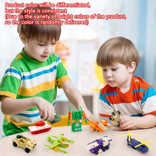 SCKTYZS Mini Transform Robot for Kids 3-6 Years, 7 Collectible Rescue Vehicle Construction-Bot Playset Boys Hero Figure Modified Bots 4.5-inch Converting Action Figures