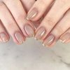 IMSOHOT Glossy Oval Press on Nails Short French Fake Nails Round Nude False Nails with Designs Glue on Nails Acrylic Nails for Women