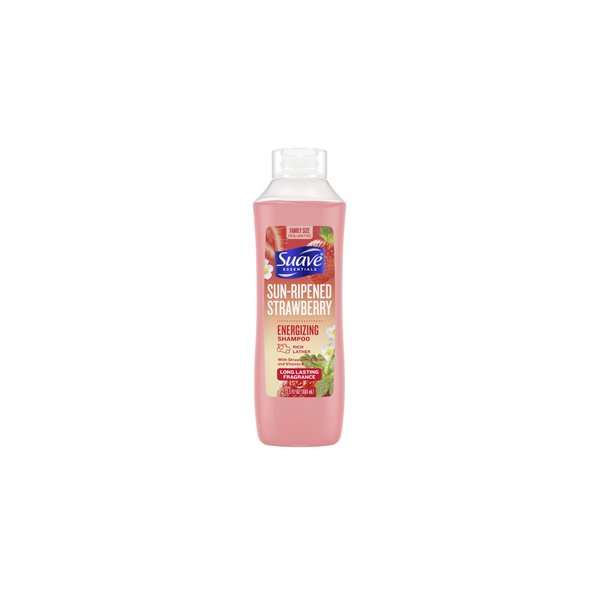 Suave Shampoo, Sun-Ripened Strawberry Family-Size – Energizing Shampoo with Strawberry Extract & Vitamin E, 22.5 Oz