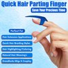 My Hair Tools Hair Parting & Sectioning Ring - Stainless Steel Finger Braiding Hair Pick Tools for Durable Dreadlocks Wig Quick Installation of Remy Human Hair Extensions Hair Styling Tools (Blue)