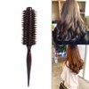 Round Hair Brush, Boar Bristles Brush Salon Blowout Styling Hairbrush Portable Travel Comb with Natural Wooden Handle Anti Static for Women Men Blow Drying Style Curling Hairdressing Add Volume Shine