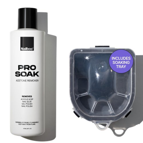 Nailboo 100% Acetone Nail Polish Remover & Soak Bowl, Gel Polish Remover for Nails, Pure Acetone Polish and Dip Powder Remover, Nail Salon Quality Removal, 16 Fl Oz