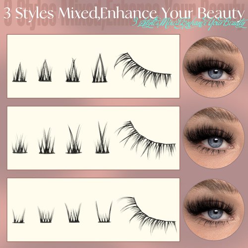 Bottom Lashes Natural Lower Lashes Bottom Lash Clusters 5-8MM Bottom Eyelash Clusters Wispy Bottom Lash Extension 3 Styles Bottom Eyelash Extensions DIY Cluster Eyelash Extension by ZANLUFLY