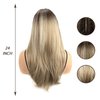 MocNeavian Blonde Wigs for Women 23 Inches Long Wavy Ombre Blonde Wigs Middle Part Ombre Natural Looking Synthetic Fiber Heat Resistant Wig Women's Wigs for Daily Use Women's Charming Wigs