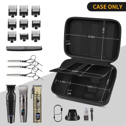 Boobowl Barber Accessories Bag for Clippers and Supplies, Mens Hair Trimmers Box, Portable Clipper Storage Holder Organizer for Hair Cutting, Guard Grooming Kit and Barbers Supplies (Bag Only) -Black