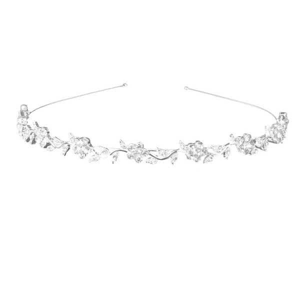 Crystal Flower Leaves Headband Hairband Bridal Alloy and Rhinestone Headband Wedding Tiara for Women