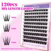 GAQQI Lash Clusters, Cluster Eyelash Extensions 110 Cluster Lashes, Wispy Volume Eyelash Clusters 10-14mm, Multilayered 3D Fluffy Individual Lashes, Soft and Thin Band (3D-GQ08)
