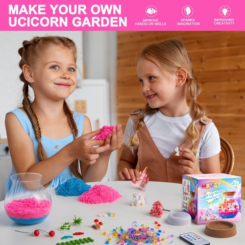 Light-Up Unicorn Terrarium Kit for Kids: Birthday Gifts for Girl Ages 4 5 6 7 8-12 Year Old Girl Gift Unicorn Toys for Girls Age 4-6 Easter Gifts for Kids - Arts and Crafts for Kids (Unicorn)
