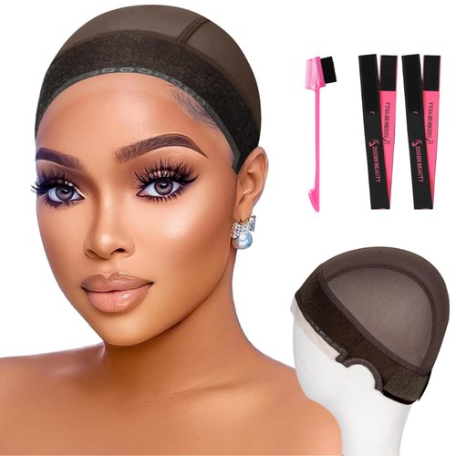 Isshin Beauty Wig Grip Cap Women Adjustable: Wig Gripper with Ear-Cutouts Natural Lace Edge - Gluless Non Slip-Off Band with Velcro No-Headache Comfortable Breathable (Brown)