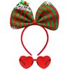 ONEPEACE Christmas Sequin Bow Headband with Heart Sunglasses, Perfect Costume Hair Accessories for Christmas Holidays Party Supplies (Red)