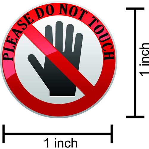 StickerTalk Do Not Touch Vinyl Stickers, 1 Sheet of 18 Stickers, 1 inch by 1 inch Each