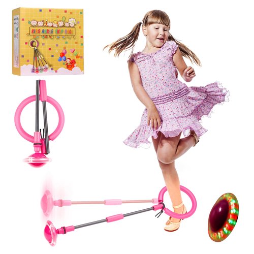 VCVOIP Ankle Skip Ball for Kids, Foldable Colorful Flash Wheel Boys Girls Toys, Indoor Outdoor Jump Rope Game Toys for Kids and Adults, Gift for Boys & Girls Age 5 6 7 8 9 10 Years Old (Fuchsia)