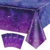 QUERICKY 4 Pack Space Galaxy Party Tablecloths, Starry Night Tablecover Supplies, 51x87'' Plastic Galaxy Table Cover for Space Galaxy Theme Party Decorations, Outer Space Stars Theme Birthday Decor