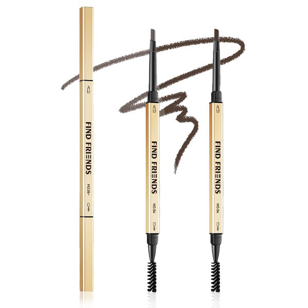 TORMEN 2PCS Micro Brow Pencil, Waterproof,Fine, Dual-Ended with Retractable Tip and Spoolie Brush Suitable for nique stylish,sophisticated brow effects for trend followers (Gray Brown & Deep Coffee)