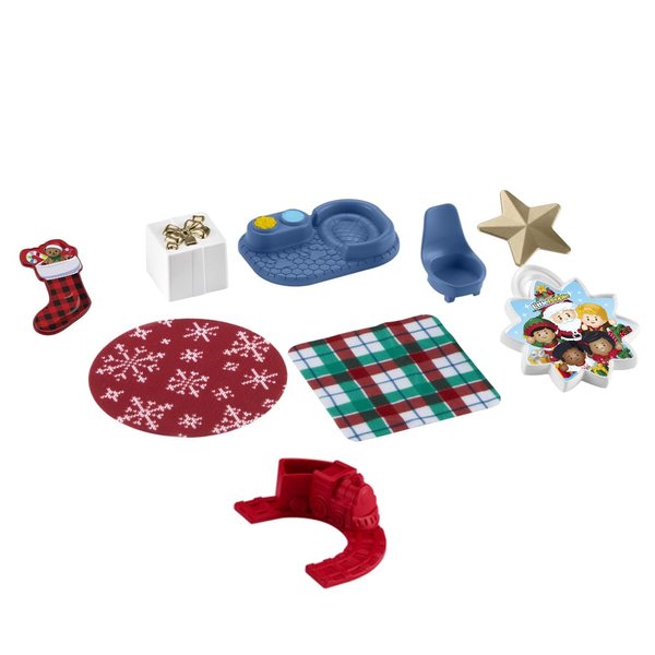 Replacement Part for Fisher-Price Little-People Advent Calendar Christmas Playset - HGP72 ~ Replacement Accessories Bundle ~ Includes Dog Bed and Food Dish, Red Train Set, White Present and More