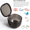 Uouovo Upgraded Denture Bath Box Cup, No-Leak Denture case,Retainer Cleaning Box, Complete Clean Care for Dentures, Clear Braces, Mouth Guard, Night Guard & Retainers (transparent grey)