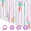 WERNNSAI Ice Cream Party Table Cover - 4PCS 54” X 108” Disposable Rectangular Plastic Tablecloth Ice Cream and Popsicle Themed Party Supplies Kids Girls Birthday Baby Shower Wedding Party Decorations