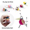 Mooipur Interactive Cat Toys Insects Replacement for Cat Wand Toy, 5 PCS Fly Bugs Refills with Bells for Cat Teaser, Chase and Exercise Toys for Indoor Cats and Kittens