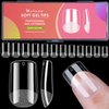 Short Square Soft Gel Nail Tips, Melous 240PCS Pre Buff Full Cover Nail Tips Half Matte Gel x Nail Tips