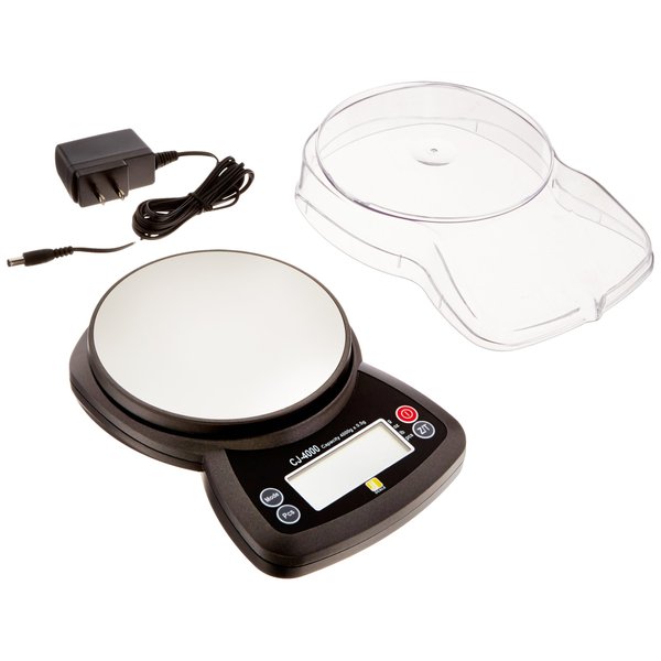 Jennings CJ-4000 Compact Digital Weigh Scale 4000g x 0.5g PCS JScale Black AC Adapter