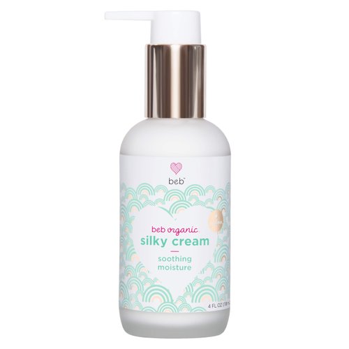BEB Organic Silky Cream - Moisturizing for Dry Skin Rosehip + Avocado Oil Natural Baby Care Lotion Safe for Newborns Face and Body (4 Fl Oz.)
