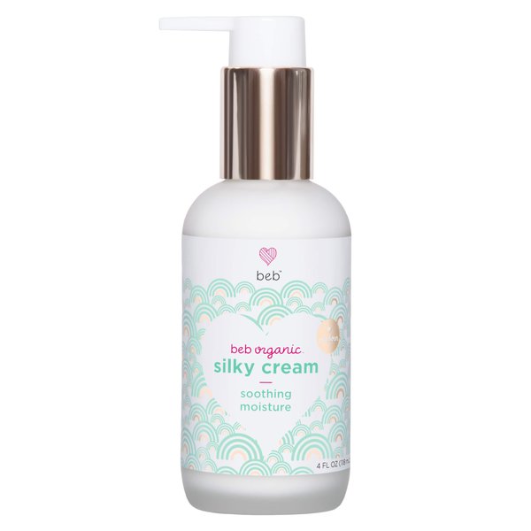 BEB Organic Silky Cream - Moisturizing for Dry Skin Rosehip + Avocado Oil Natural Baby Care Lotion Safe for Newborns Face and Body (4 Fl Oz.)