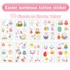 Easter Luminous Temporary Tattoos Stickers for Kids，Glow Easter Decoration Party Supplies Favors， Easter Eggs Chicken Tattoo Sticker, Basket Stuffers Hunt for teens girls babies adults