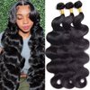 Rumdiku 12A Human Hair Bundles Body Wave Bundles Human Hair 18 20 22 Inch 100% Unprocessed Brazilian Virgin Hair Bundles Deals Weave 3 Bundles Human Hair Extensions Body Wave Bundles Natural Black