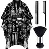 FEBSNOW Hair Cutting Cape Kit,Professional Barber Cape with Neck Duster Brush for Adults Waterproof Hairdressing Salon Cape with Adjustable Closure Snap Salon Barber Supplies
