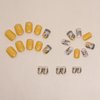 24Pcs Fall Fake Nails Short Press on Nails Yellow Leaves Full Cover Design Square Glue on Nails Autumn Maple Leaf Acrylic Nails Coffin False Nails for Women Girl Thanksgiving Nails Decoration Supplies