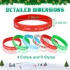 JUNEBRUSHS 42Pcs Christmas Silicone Bracelets, Rubber Wristbands Christmas Party Favors for Kids Decorations for Xmas Stocking Stuffers Wrist Band Accessories Gifts Supplies