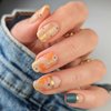 Fall Press on Nails Short Square Fake Nails Maple Leaf False Nails Thanksgiving Full Cover Maple Leaves Nude Pink Artificial on Nails Autumn Glossy Designs Nails for Holiday Nails Decoration Manicure