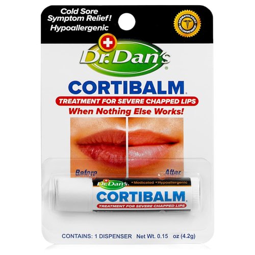 Dr. Dan's Cortibalm for Dry Cracked Lip - 1 Pack - Healing Lip Balm for Severely Chapped Lips - Designed for Men, Women and Children
