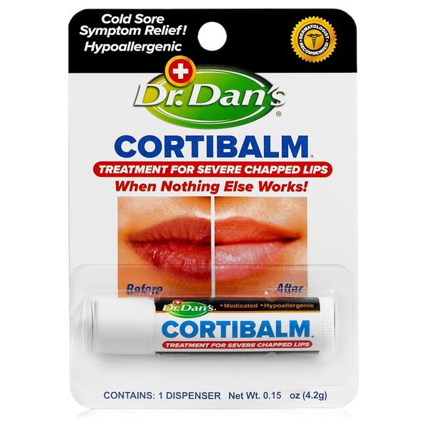 Dr. Dan's Cortibalm for Dry Cracked Lip - 1 Pack - Healing Lip Balm for Severely Chapped Lips - Designed for Men, Women and Children