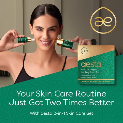 Aesta Green Tea Mask Stick + Hyaluronic Acid Serum for Face Treatment | Gradual Blackhead Remover | Pore-Cleaning, Detoxifying Face Mask, Skin Care Face Serum w/Anti Aging and Anti Wrinkle Effects