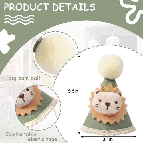 TERJIO Lion King Birthday Hat - Wild One Birthday Party Decorations,Forest Lion Crown,Jungle Safari Party Decor,Boy Lion King Birthday Hat Outfit.