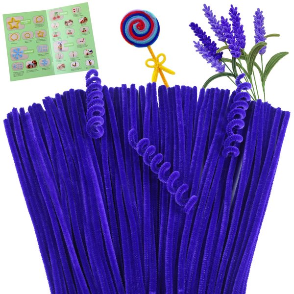 Giwrmu 100 Pieces Pipe Cleaners Chenille Stem, Violets Pipe Cleaners Craft, Fuzzy Sticks Craft Supplies, Colored Pipe Cleaner for Creative Handmade DIY Art Craft Project