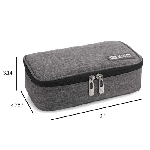 ALLCAMP Insulin Cooler Travel Case Diabetic Medication Cooler with 4 Ice Pack - Medical Cooler Bag Portable and Reusable Grey (9X 4.72x 3.14 inches)