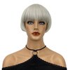Wiginway Short Mushroom Wigs with Bangs,Straight Gray White Bob Wigs for women,Flapper wig,6 Inch