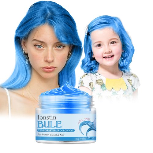 Temporary Hair Color Wax,lonstin Blue Hair Dye Paint Wax Washable Instant Colored Hair Wax Gel Cr...