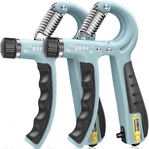 FLYFE Grip Strength Trainer, Plastic, 2 Pack 11-132 lbs, Forearm Strengthener, Hand Squeezer Adjustable Resistance, Hand Grip Strengthener for Muscle Building and Injury Recovery (Green)