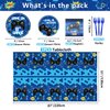 81 Pcs Video Game Party Supplies - 8th Birthday Video Game Party Decor Dinner Plates Napkins Video Game Tablecloth Forks Gaming Party Pack for Kid Boy 8th Birthday Party, Serves 20 (8th)