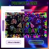 Neon Birthday Party Decorations Neon Happy 16th Birthday Banner Backdrop Glow in The Dark Party Decorations with UV Black Light Reactive for Let Glow Neon Birthday Blacklight Halloween Party Supplies