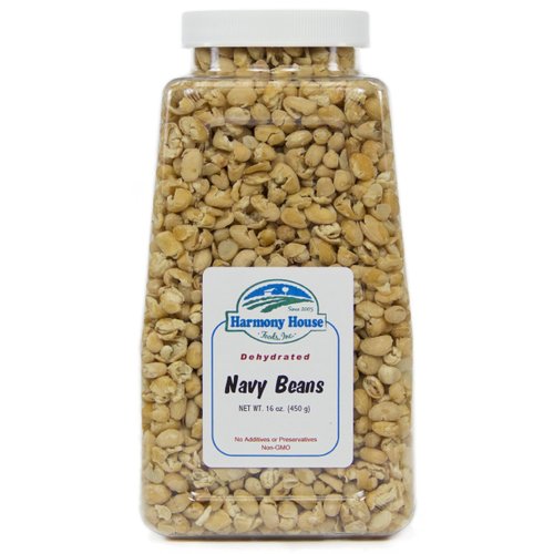 Harmony House Foods TRUE Dehydrated Navy Beans - Easy Cook (16 oz, Quart Size Jar)