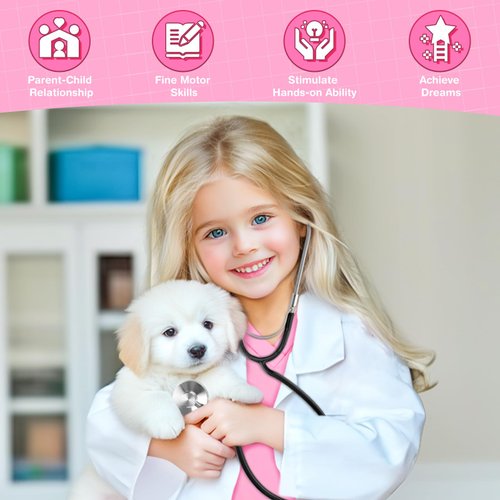 Joycover Doctor Costume for Kids, Kids Scrubs Halloween Costumes For Girls Boys Doctor Dress up Play Kit